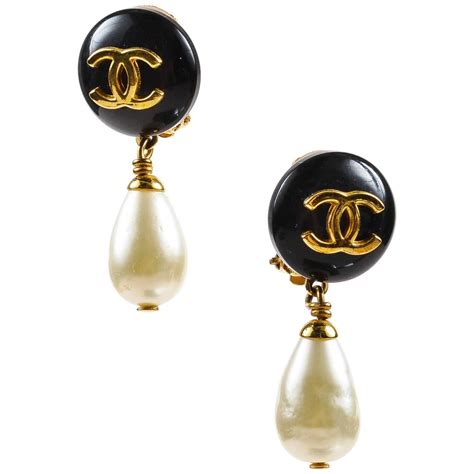 fake chanel pearl earrings|vintage faux chanel earrings.